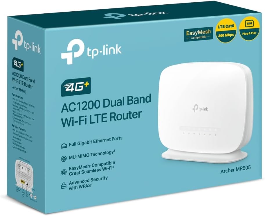 Tp-Link AC1200 4G+ Cat6 Wireless Dual Band Gigabit Router Archer MR505